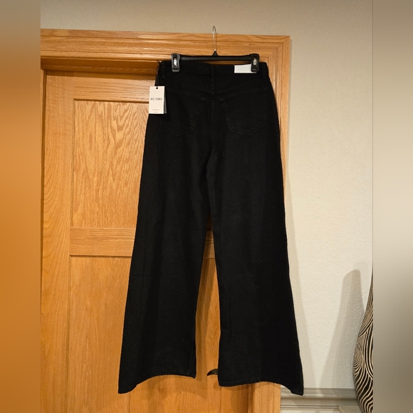 NWT RE/DONE black denim jeans wide Loose leg With Slit -Size 25 with a 30" Waist - Picture 7 of 16